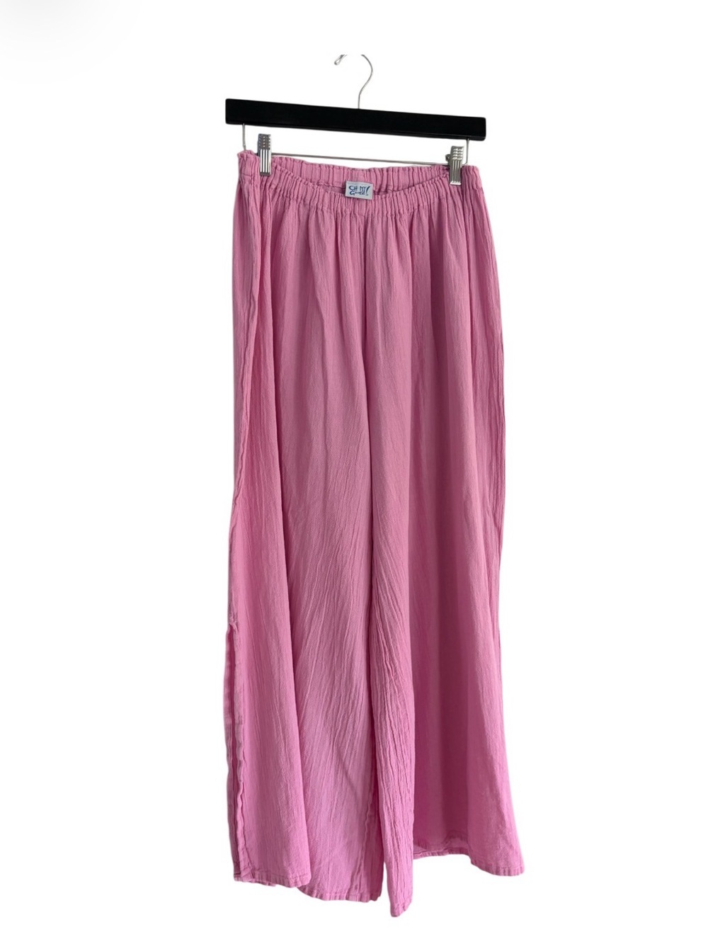 Oh My Gauze! Kate Cotton Gauze Wide Leg Pants Pull On OMG 2 Size Large Pink